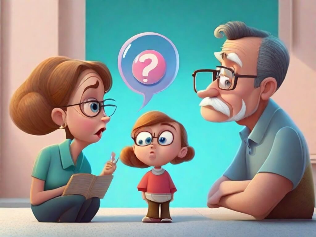 Foreldrar og barn með spurningar