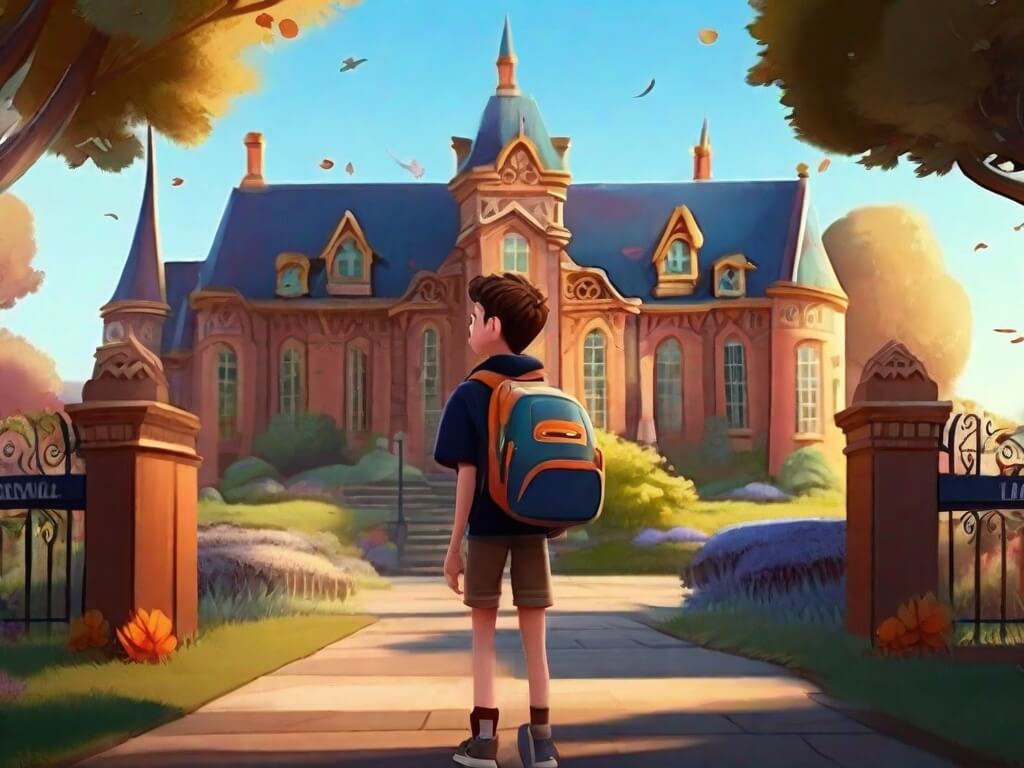 Unglingur á leið í skóla